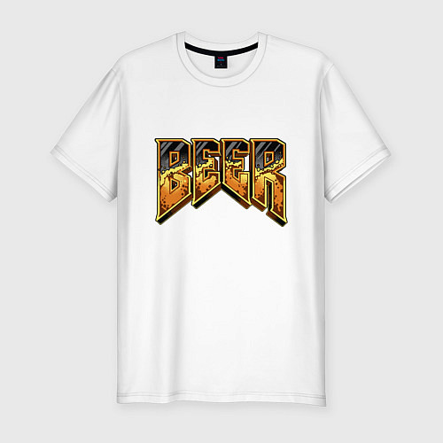 Мужская slim-футболка Beer doom / Белый – фото 1
