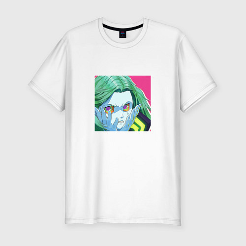 Мужская slim-футболка Раздраженное лицо Ребекки - Киберпанк Бегущие по к / Белый – фото 1