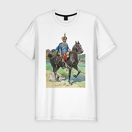 Мужская slim-футболка Генерал 13-го гусарского Нарвского полка / Белый – фото 1