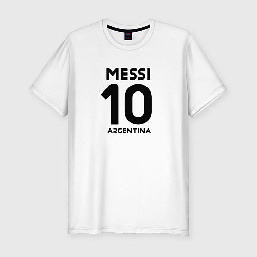 Мужская slim-футболка Месси Аргентина автограф / Белый – фото 1