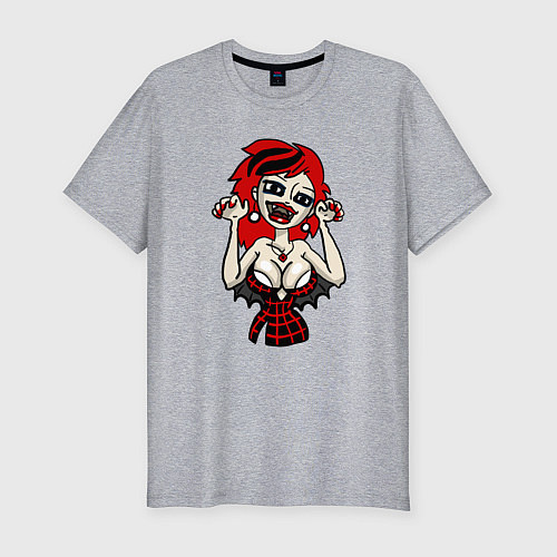 Мужская slim-футболка Вампир девушка / Меланж – фото 1