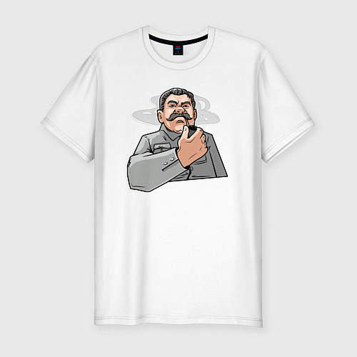 Мужская slim-футболка Сталин недоволен / Белый – фото 1