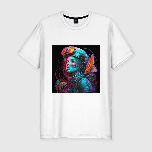 Мужская slim-футболка Девушка с воображением / Белый – фото 1