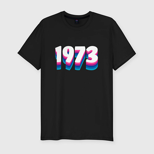 Мужская slim-футболка Made in 1973 vintage art / Черный – фото 1