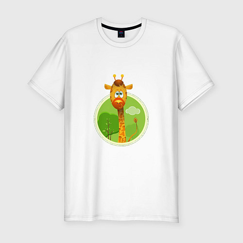 Мужская slim-футболка Летний жирафик / Белый – фото 1