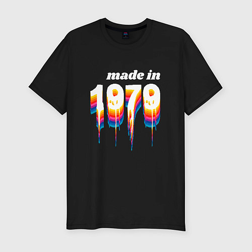 Мужская slim-футболка Made in 1979 liquid art / Черный – фото 1