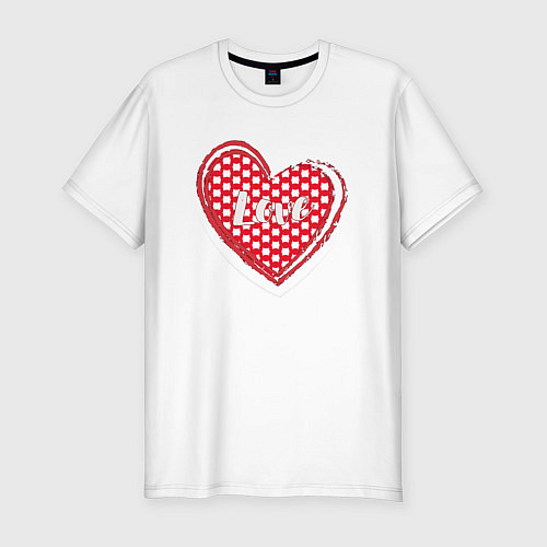 Мужская slim-футболка Мое сердце любимым / Белый – фото 1