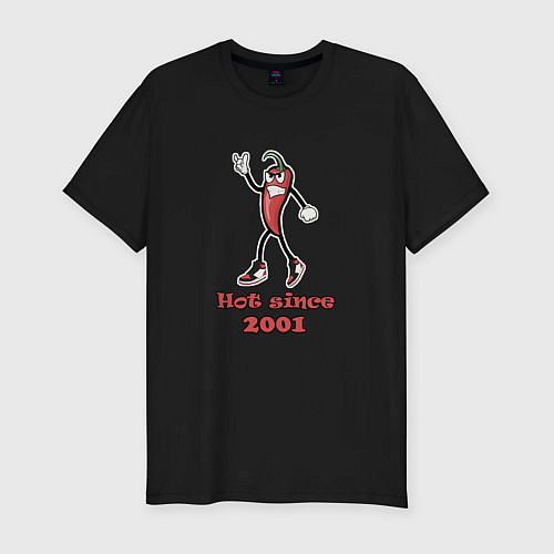 Мужская slim-футболка Hot since 2001 / Черный – фото 1