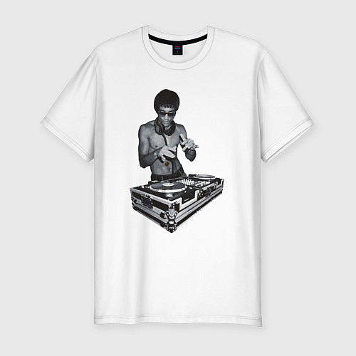Мужская slim-футболка DJ Bruce Lee / Белый – фото 1
