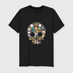 Футболка slim-fit Герои ужастиков, цвет: черный