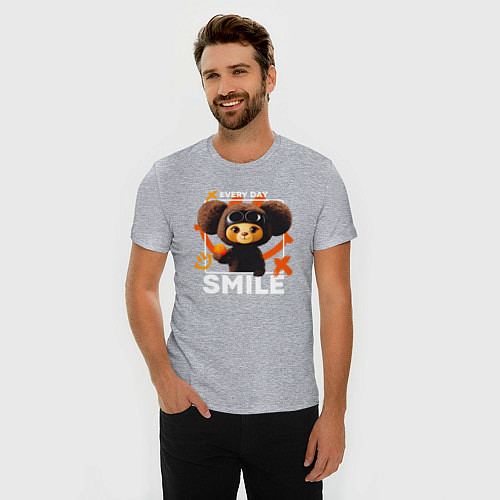 Мужская slim-футболка Every day smile / Меланж – фото 3