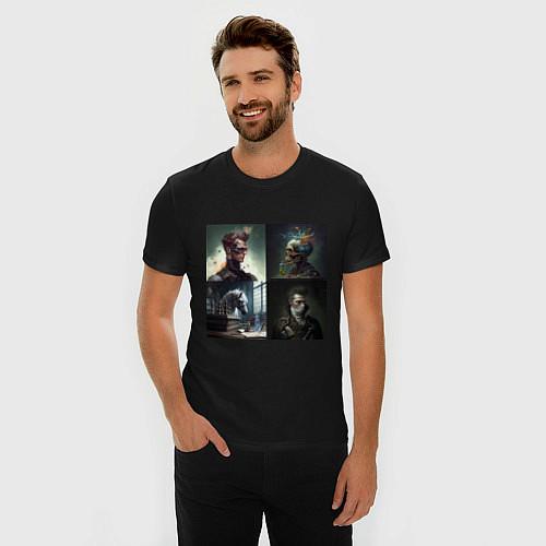 Мужская slim-футболка Люди-череп-конь / Черный – фото 3