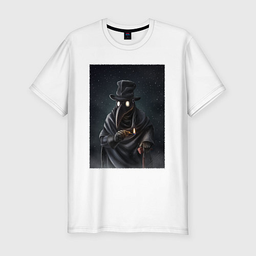 Мужская slim-футболка Чумной доктор в Средневековье / Белый – фото 1