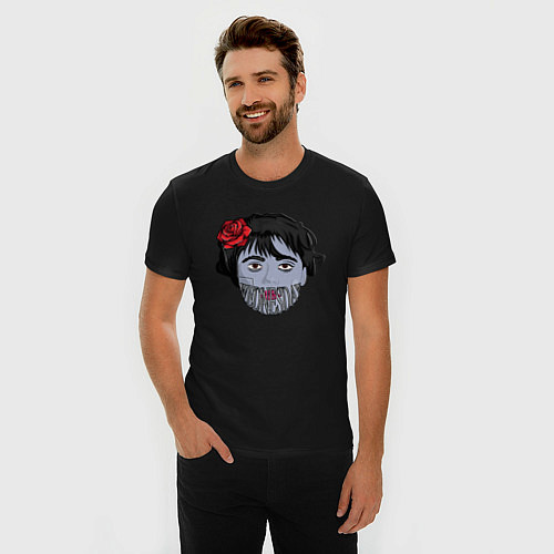 Мужская slim-футболка Уэнсдэй зомби арт / Черный – фото 3