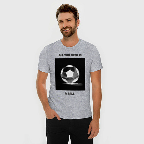 Мужская slim-футболка Все что нужно это мяч / Меланж – фото 3
