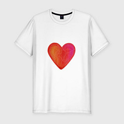 Мужская slim-футболка Красное Сердце любовь