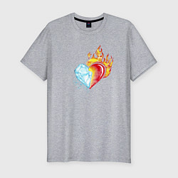 Мужская slim-футболка Лёд и пламя Сердце