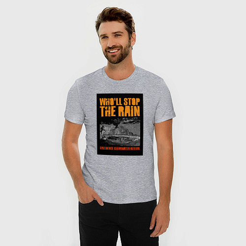 Мужская slim-футболка CCR - Wholl Stop The Rain / Меланж – фото 3