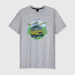 Мужская slim-футболка Приключения в горах