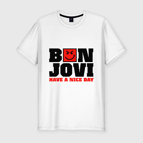 Мужская slim-футболка Bon Jovi band / Белый – фото 1