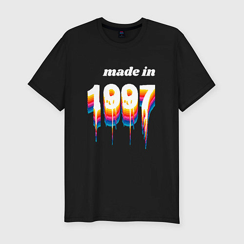 Мужская slim-футболка Made in 1997 liquid art / Черный – фото 1