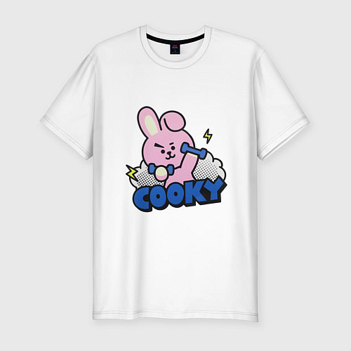 Мужская slim-футболка Cooky BT21 Jungkook / Белый – фото 1