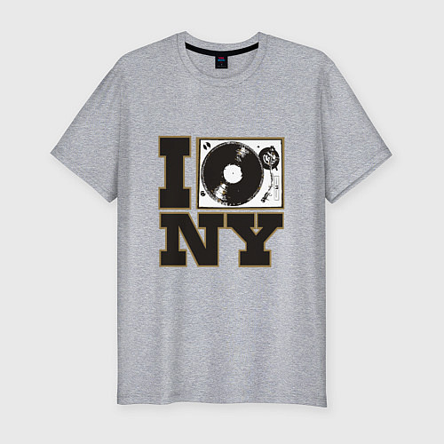 Мужская slim-футболка Vinyl New York / Меланж – фото 1