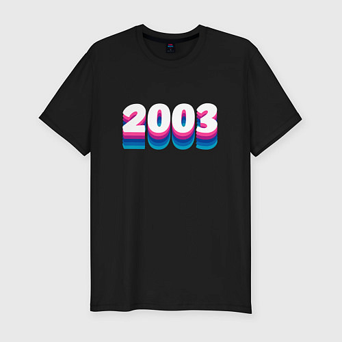 Мужская slim-футболка Made in 2003 vintage art / Черный – фото 1
