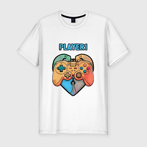 Мужская slim-футболка Player 1 / Белый – фото 1