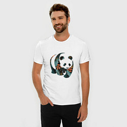 Футболка slim-fit Панда в цветочном принте, цвет: белый — фото 2