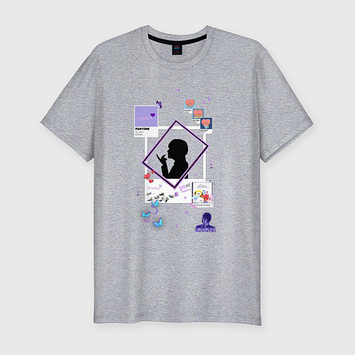 Мужская slim-футболка BTS Тэхен / Меланж – фото 1