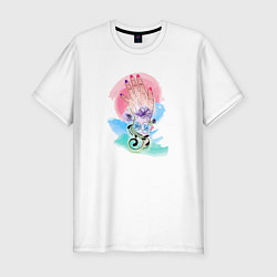 Футболка slim-fit Цветы и женская рука, цвет: белый