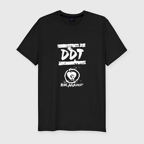 Мужская slim-футболка DDT rise against / Черный – фото 1