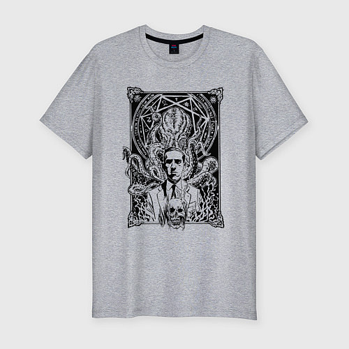 Мужская slim-футболка ЛавкрафтКтулху / Меланж – фото 1
