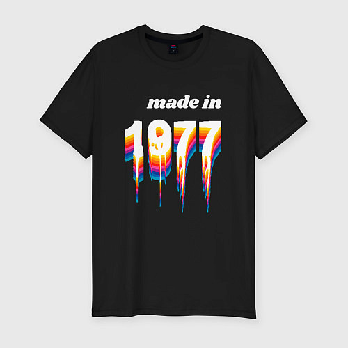 Мужская slim-футболка Made in 1977 liquid art / Черный – фото 1