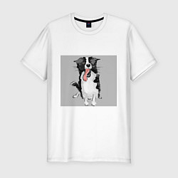 Мужская slim-футболка Уставший пёс
