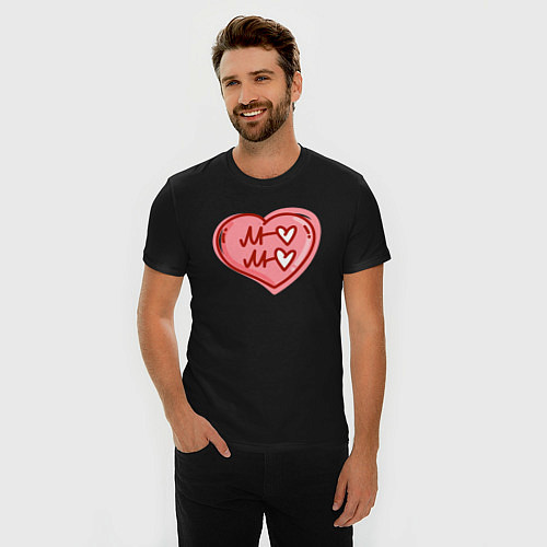 Мужская slim-футболка Любовь - лю лю / Черный – фото 3