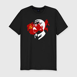 Мужская slim-футболка Сталин на фоне СССР