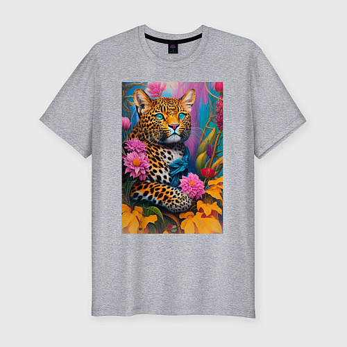 Мужская slim-футболка Леопард поменьше / Меланж – фото 1