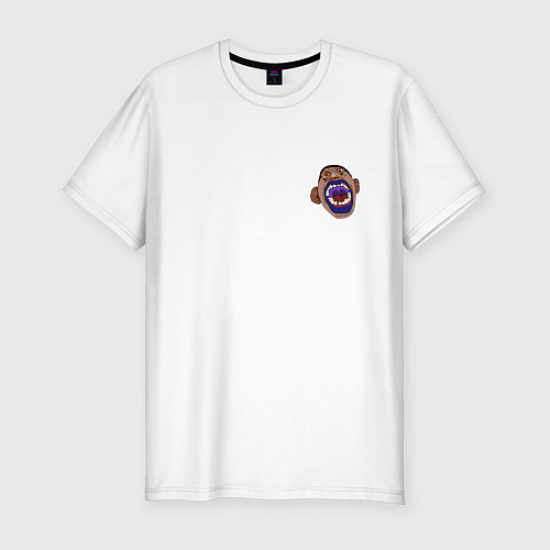 Мужская slim-футболка Харя с разинутым ртом / Белый – фото 1