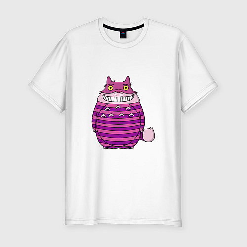 Мужская slim-футболка Тоторо чеширский кот / Белый – фото 1