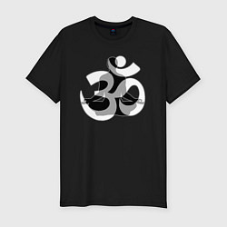 Футболка slim-fit Йога медитация на ОМ, цвет: черный