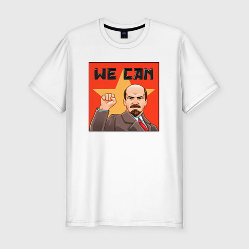 Мужская slim-футболка Ленин - мы можем / Белый – фото 1