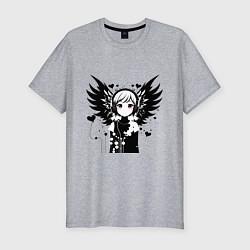 Мужская slim-футболка Cute anime cupid angel girl wearing headphones
