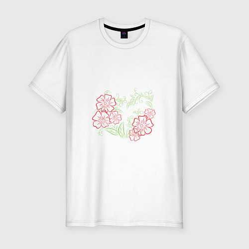 Мужская slim-футболка Сердце из цветов / Белый – фото 1