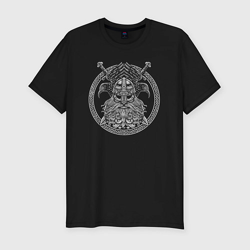 Мужская slim-футболка Скандинавский бог Один / Черный – фото 1