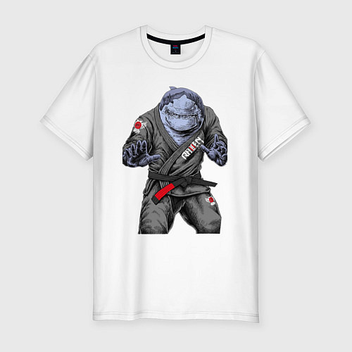 Мужская slim-футболка Акула bjj / Белый – фото 1