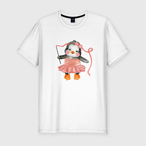 Мужская slim-футболка Пингвин балерина / Белый – фото 1