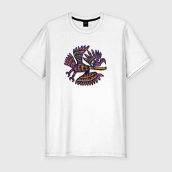 Мужская slim-футболка Индейский стилизованный орёл орнаментальный