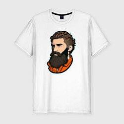 Футболка slim-fit Статный мужчина с бородой, цвет: белый